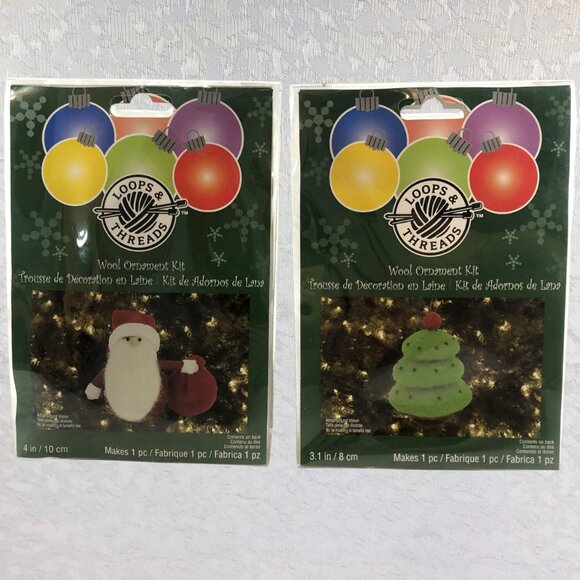 Loops & Threads Needle Felting Wool Ornament Kits – Santa & Christmas Tree NWT - Picture 1 of 14